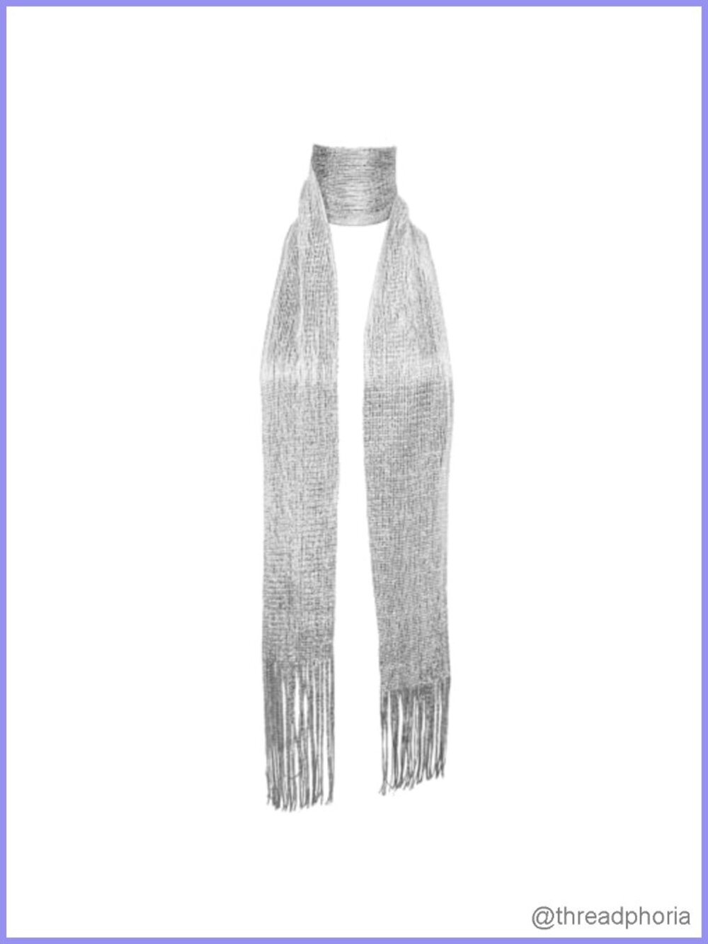 Womens Sequin Fringe Scarf Skinny Lightweight Polyester Long Wrap